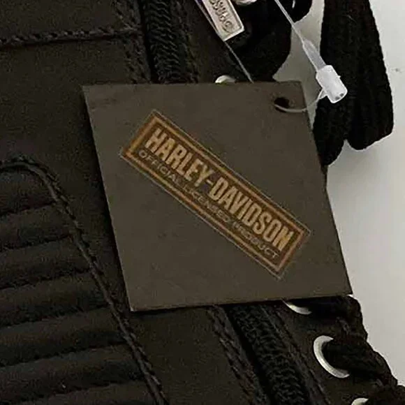 Black Harley-Davidson Parkdale Zip-Up Leather Booties with Hidden 3.25" Wedge 7 - Picture 8 of 8